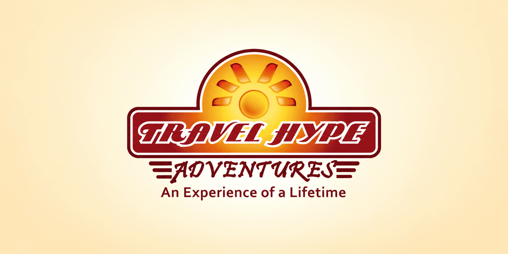 Logo for Travel Hype Adventures featuring a sun and tagline about lifetime experiences