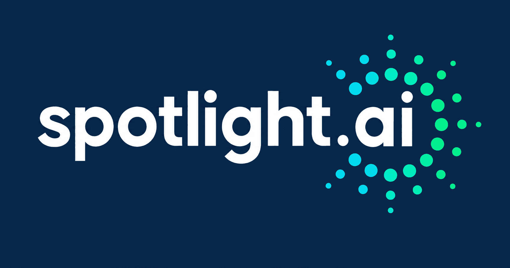 Logo of Spotlight AI with blue background and dotted graphic element